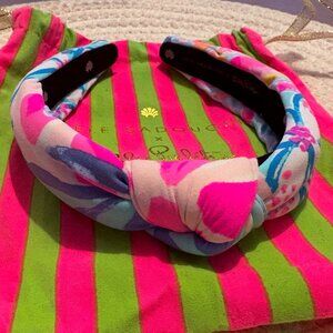 Lele Sadoughi Pink, Blue & Cream Knotted Fabric Headband